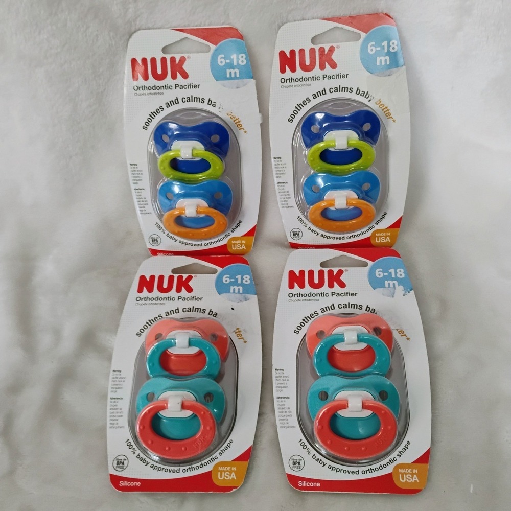 2-Pack NUK Orthodontic Pacifiers 6-18 Months Silicone BPA Free USA LOT OF 4